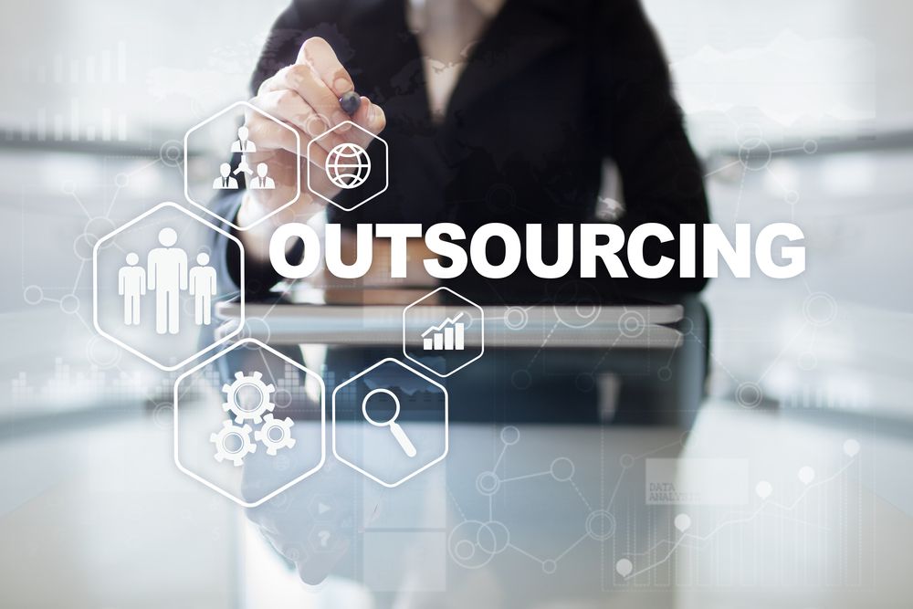 Illustration representing outsourcing HR recruitment as a strategic business concept. Symbolizing efficiency and growth.