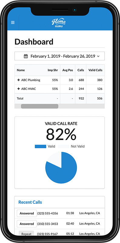 Screenshot of HomeGuru Leads Dashboard