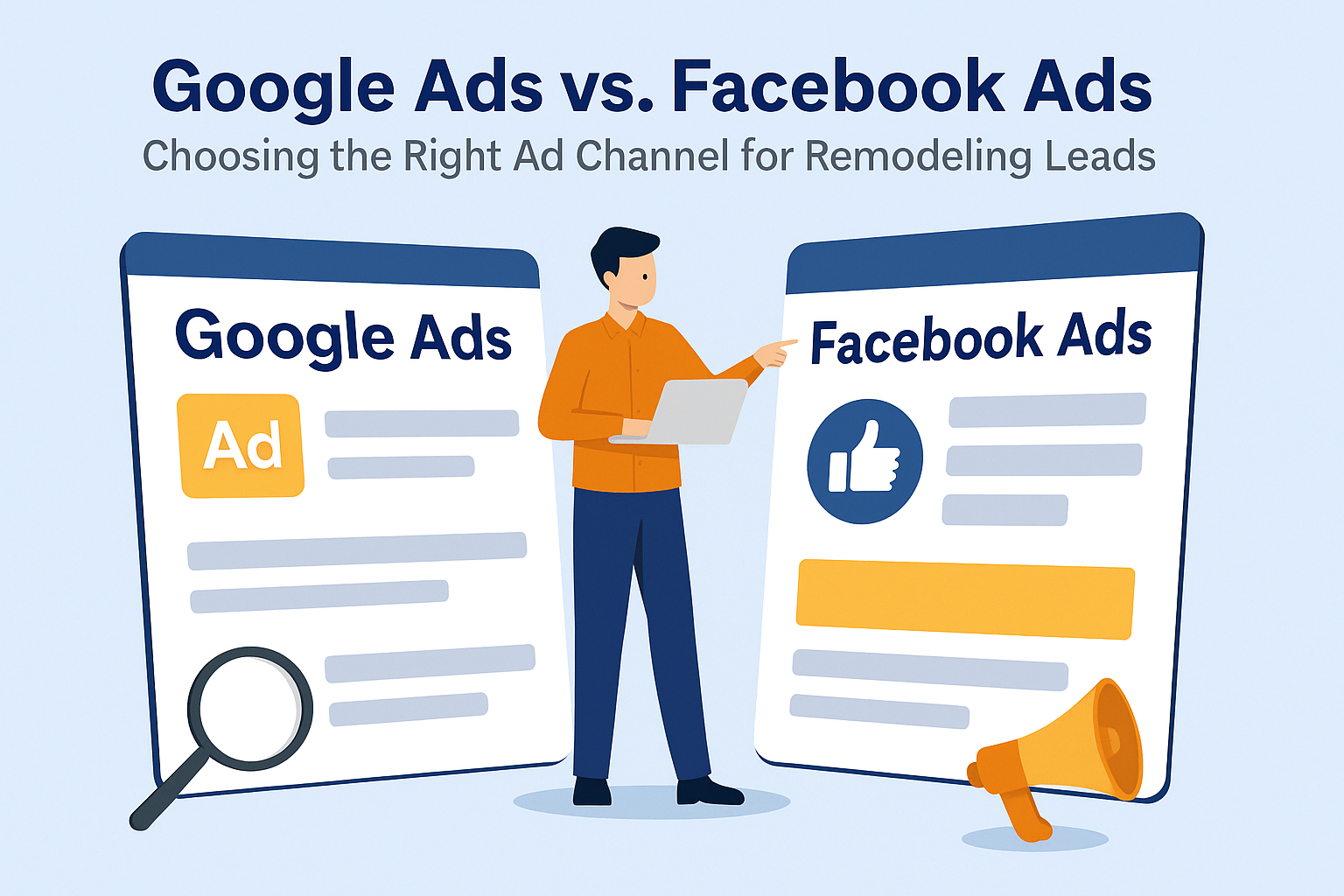 Google Ads vs. Facebook Ads: Choosing the Right Ad Channel for Remodeling Leads