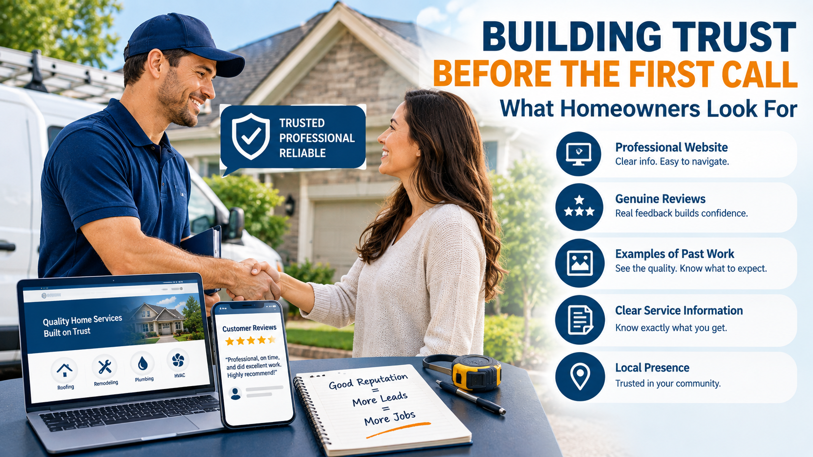 Contractor building trust with a homeowner before the first call